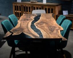 Epoxy Table, Custom Dining Room Live Edge Kitchen Table