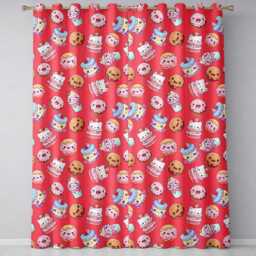 Cute Kawaii Donuts Cakes Desserts Red Background Seamless Pattern Readymade Eyelet Ring Top Thermal 100% Blackout Curtains - thumbnail 2