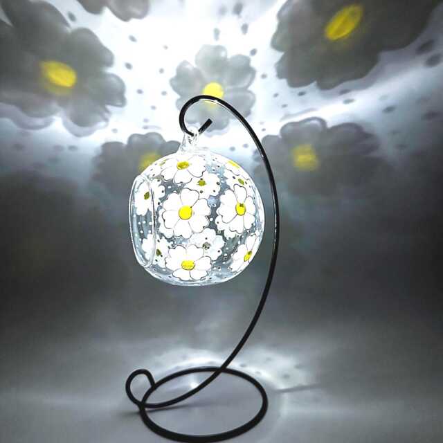 Hand Painted Daisy Glass Candle Holder Unique Home Decor Gift - image 1
