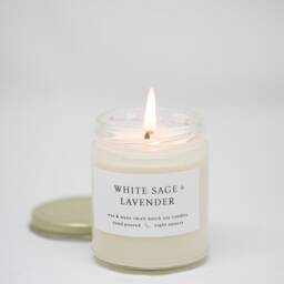 White Sage Lavender Soy Candle - Aromatherapy Spring Scent - thumbnail 1