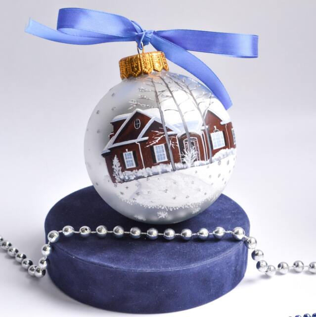 Custom Ornament, House Hand Painted Home Portrait On Glass Bauble, House Painted Glass, Christmas Gift, Our 1st Ornament - image 1