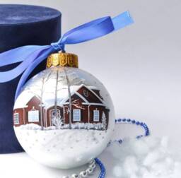Custom Ornament, House Hand Painted Home Portrait On Glass Bauble, House Painted Glass, Christmas Gift, Our 1st Ornament - thumbnail 2