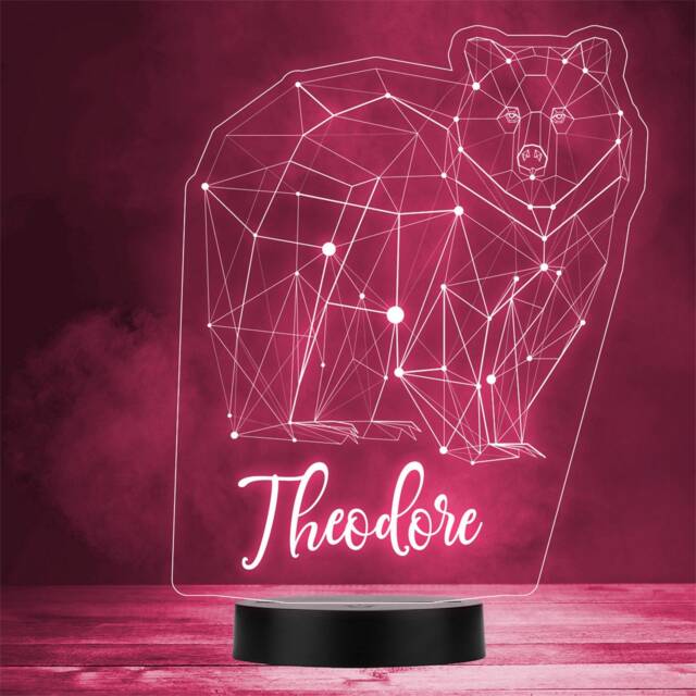 3D Style Geometric Bear Personalised Gift Colour Changing Led Lamp Night Light - image 1