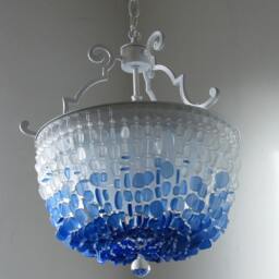 Sea Glass Chandelier Coastal Flush Mount Ceiling Light Fixture - thumbnail 4