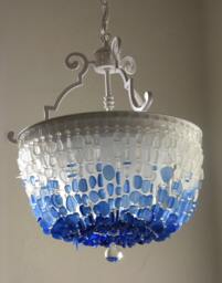 Sea Glass Chandelier Coastal Flush Mount Ceiling Light Fixture - thumbnail 1