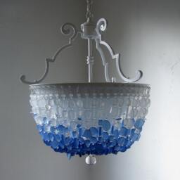 Sea Glass Chandelier Coastal Flush Mount Ceiling Light Fixture - thumbnail 3
