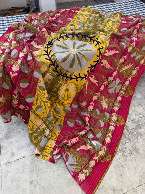 Vintage Style Cotton Kantha Suzani Quilt Bedding - image 1