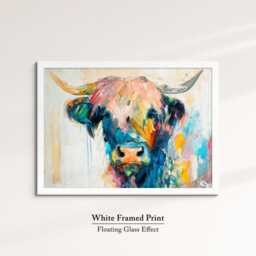 Highland Cow Abstract Pastel Oil Painting Framed Print & Canvas Large Luxury Animal Wall Art Poster Home Decor Interior Gifts - thumbnail 3