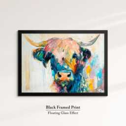 Highland Cow Abstract Pastel Oil Painting Framed Print & Canvas Large Luxury Animal Wall Art Poster Home Decor Interior Gifts - thumbnail 2