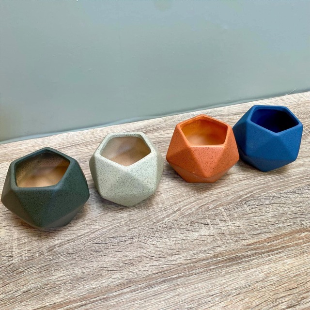 Ceramic Geometric Plant Pots/Indoor Contemporary Modern Planters Desktop Pot Office Home Decor Gift Idea - image 1