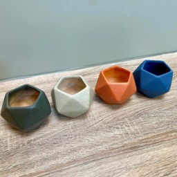 Ceramic Geometric Plant Pots/Indoor Contemporary Modern Planters Desktop Pot Office Home Decor Gift Idea - thumbnail 1
