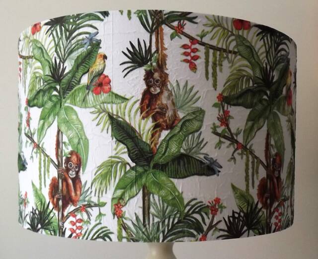 Monkey Jungle Drum Lampshade Sepia Retro Style - image 1