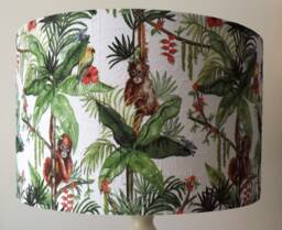 Monkey Jungle Drum Lampshade Sepia Retro Style - thumbnail 1