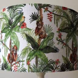 Monkey Jungle Drum Lampshade Sepia Retro Style - thumbnail 3