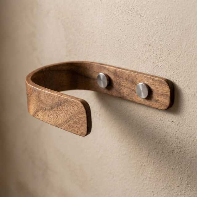 Curtain Holdbacks, Walnut Tie Backs, Wooden Hooks, Home Decor, Chrome Fittings - image 1