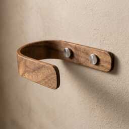 Curtain Holdbacks, Walnut Tie Backs, Wooden Hooks, Home Decor, Chrome Fittings - thumbnail 1