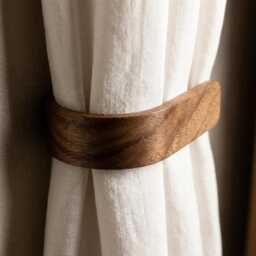 Curtain Holdbacks, Walnut Tie Backs, Wooden Hooks, Home Decor, Chrome Fittings - thumbnail 4