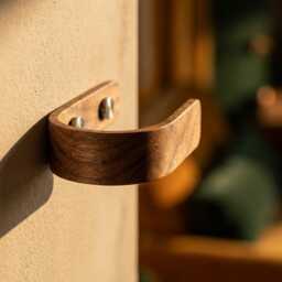 Curtain Holdbacks, Walnut Tie Backs, Wooden Hooks, Home Decor, Chrome Fittings - thumbnail 2