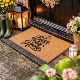 Bless This Home Doormat - Custom Script Welcome Rug Unique Christian Floor Sign - thumbnail 2