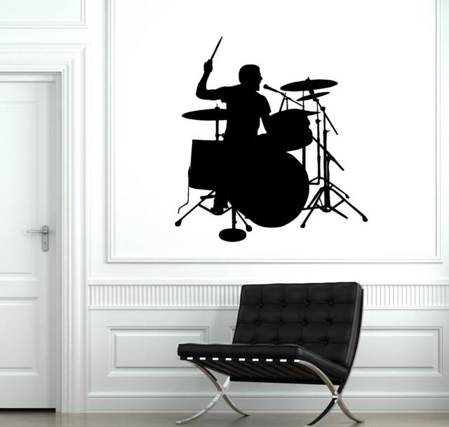 Wall Vinyl Decal Drum Drummer Music Cool Guaranteed Quality Decor For Music-Themed Spaces, Studios, Or Man Caves 2049Di - image 1