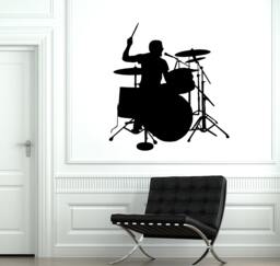 Wall Vinyl Decal Drum Drummer Music Cool Guaranteed Quality Decor For Music-Themed Spaces, Studios, Or Man Caves 2049Di - thumbnail 1