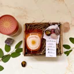 Golden Hour Candle Gift Set - Spiritual Manifestation Crystal Intention Self Care For Her Hamper - thumbnail 2