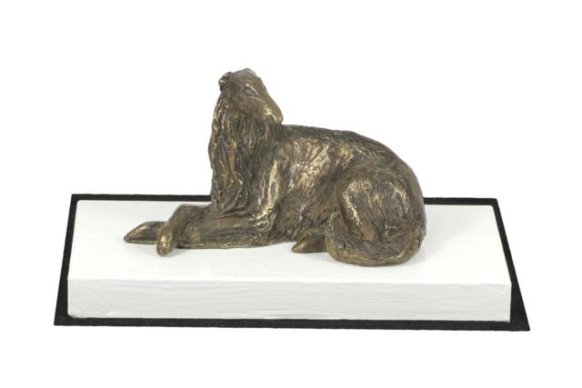 Borzoi, Russian Wolfhound, Dog On White Wooden Base Statue, Limited Edition, Artdog - image 1