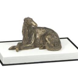Borzoi, Russian Wolfhound, Dog On White Wooden Base Statue, Limited Edition, Artdog - thumbnail 3