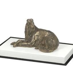 Borzoi, Russian Wolfhound, Dog On White Wooden Base Statue, Limited Edition, Artdog - thumbnail 2