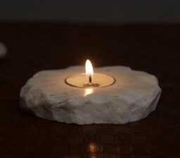 Hand Carved Natural White Marble Tealight Holder - thumbnail 2