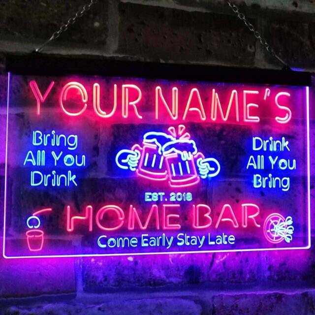 Custom Home Bar Neon Sign - Personalized Led Light Decor Man Cave Wall Art Bring Your Own Beer Lovers Gift St6-P1-Tm - image 1