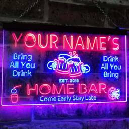 Custom Home Bar Neon Sign - Personalized Led Light Decor Man Cave Wall Art Bring Your Own Beer Lovers Gift St6-P1-Tm - thumbnail 1