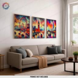 London Poster Prints - Set Of 3 Posters - Vintage Wall Art Decor Travel England Hanging Artwork Gift Living Room