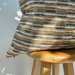 Woven Earthy Tones Striped Pillow Cover, Boho Chic Cushion 22x22, Pastel Lumbar Throw For Couch 12x20, Living Room Gift - thumbnail 3