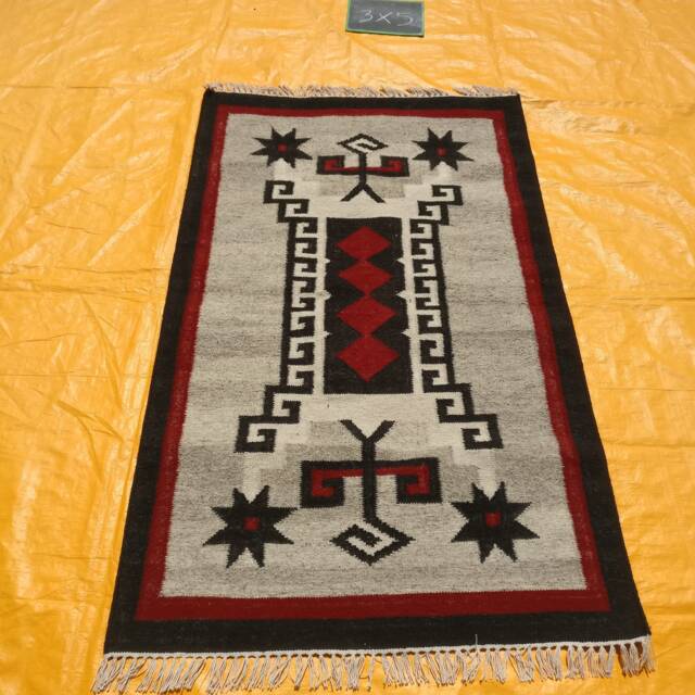 3x5 Ft Handwoven Wool Navajo Rug Southwestern Pattern Native American Style Home Decor Housewarming Mexican Christmas Item - image 1