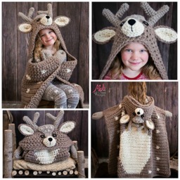 Crochet Pattern Woodland Deer Blanket - Hooded Crochet Pattern Mj's Off The Hook Design - thumbnail 2