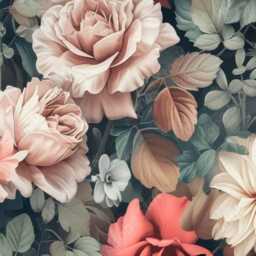 Flower Wall Mural Peonies Flowers Pattern Gray Pink Wallpaper Bedroom Free Ship Customizable Photo Design - thumbnail 2