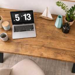 Industrial Rustic Desk, X Frame Steel Legs. Solid Wood - thumbnail 3