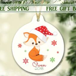 2018 Christmas Ornament For Girl - Personalized Children's Baby Fox - thumbnail 3