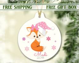 2018 Christmas Ornament For Girl - Personalized Children's Baby Fox