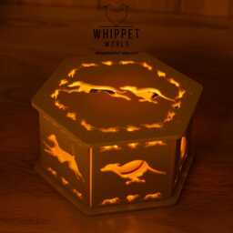 Laser Cut Whippet Tealight Lantern - Dog Lover Home Decor, Sage Green Or Cream - thumbnail 2
