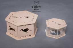 Laser Cut Whippet Tealight Lantern - Dog Lover Home Decor, Sage Green Or Cream - thumbnail 1