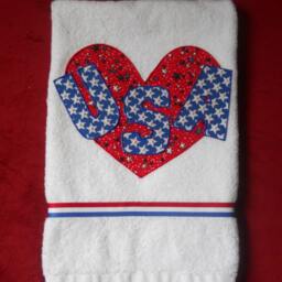 Patriotic Kitchen Or Bathroom Hand Towel Heart Usa - thumbnail 2