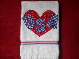 Patriotic Kitchen Or Bathroom Hand Towel Heart Usa