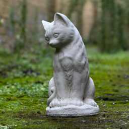 Amazing White Cat Figurine Concrete Elegant Kitty Sculpture Stone Memorial Statue Outdoor Pet Lover Decoration Cat Yard Art Lover Gift - thumbnail 3