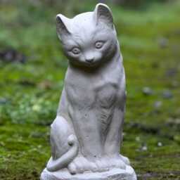 Amazing White Cat Figurine Concrete Elegant Kitty Sculpture Stone Memorial Statue Outdoor Pet Lover Decoration Cat Yard Art Lover Gift - thumbnail 2