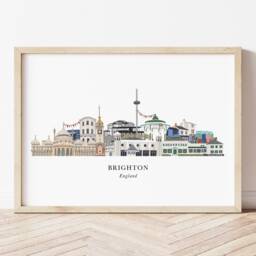 Brighton Skyline Print, Cityscape, Wall Art, Gift, Illustration, Poster, Travel Art - thumbnail 1