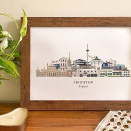 Brighton Skyline Print, Cityscape, Wall Art, Gift, Illustration, Poster, Travel Art - thumbnail 2