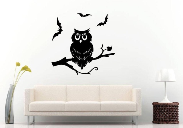 Owl Bird Tree Branch Bats Night Boys Girls Room Wall Sticker Decal Vinyl Mural Decor Art L2382 - image 1
