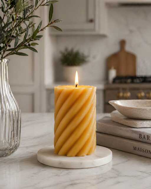 Spiral Beeswax Candle Twisted Sculptural Pillar Handmade Honeycomb Centerpiece Minimalist Housewarming Decorative Decoration Tablescape - image 1
